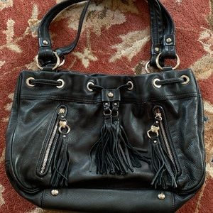B. Makowsky black shoulder bag with tassel